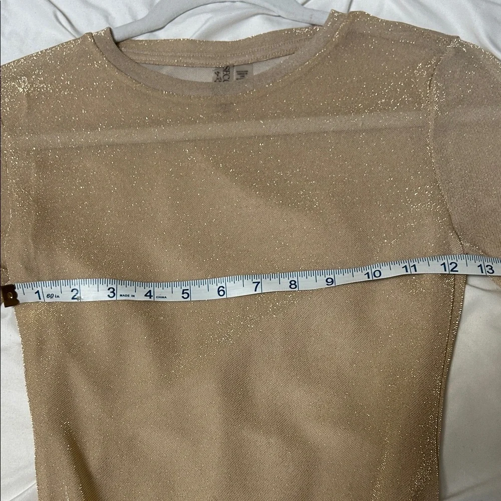 Shimmering Gold Long Sleeve Bodysuit - Picture 7 of 8
